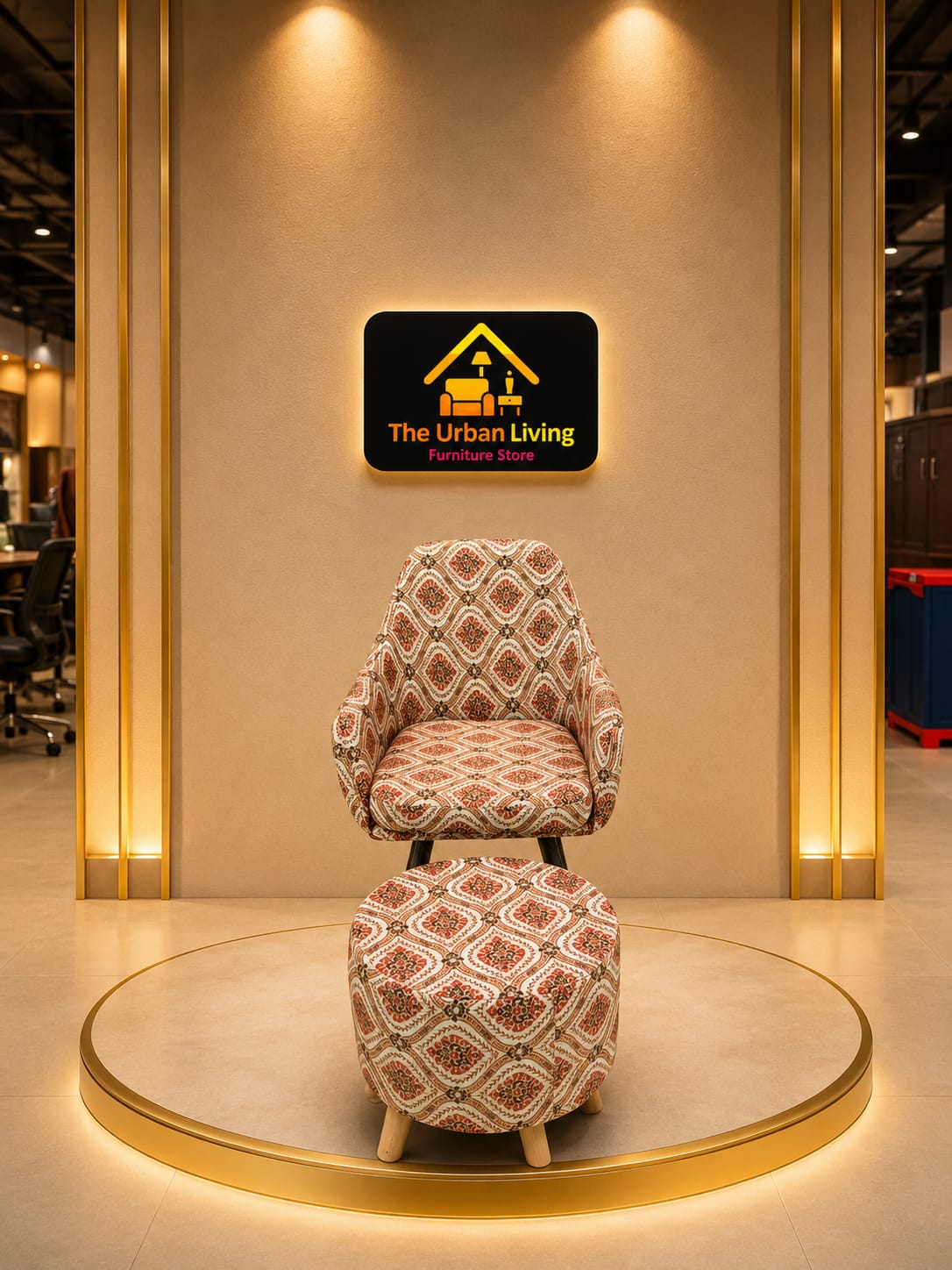 Jaipur Blockprint Chair & Ottoman